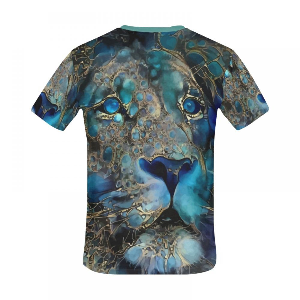 Menn Digital Kunst Blue Lion Kort T-skjorte