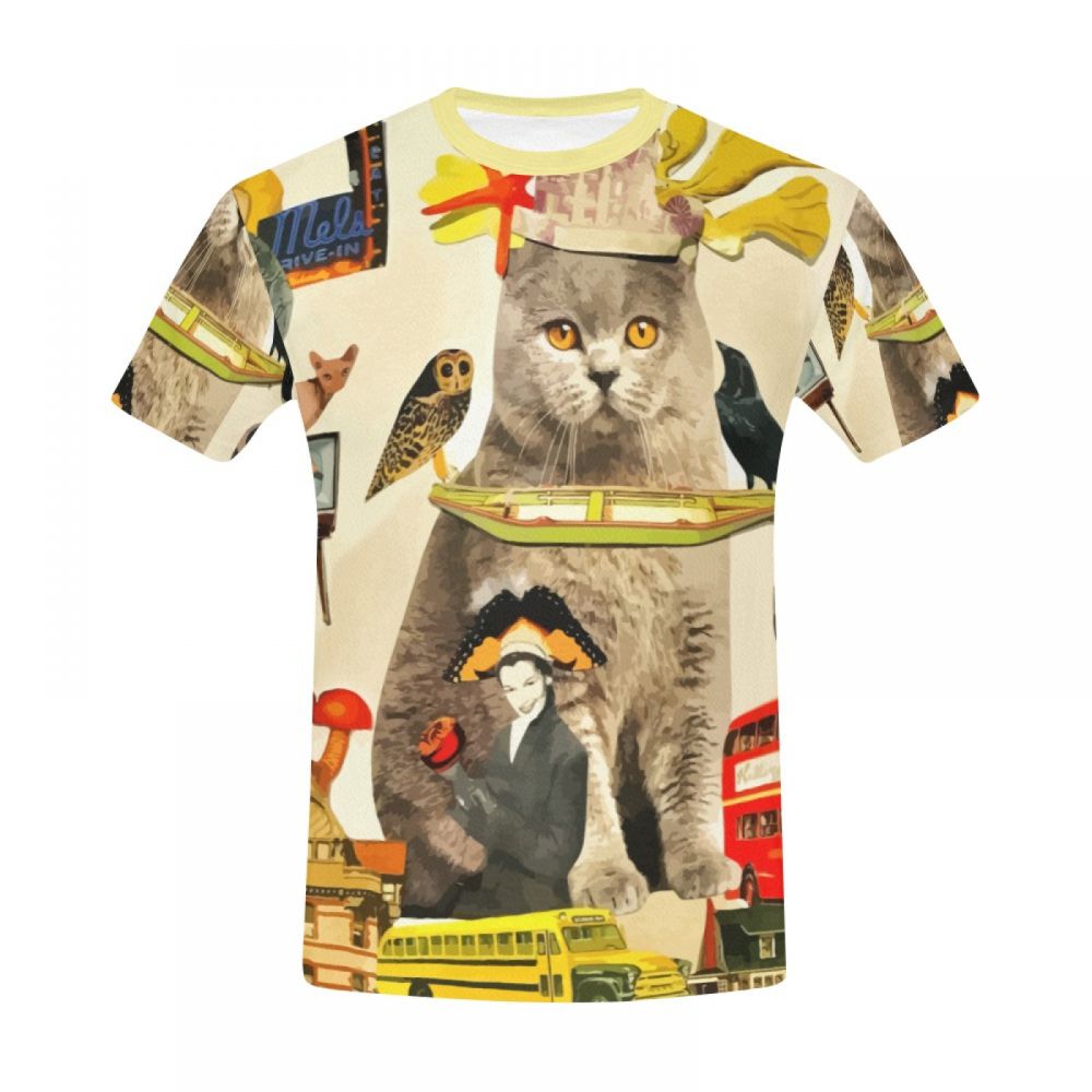 Menn Kunst Crazy Animals Cat King Kort T-skjorte