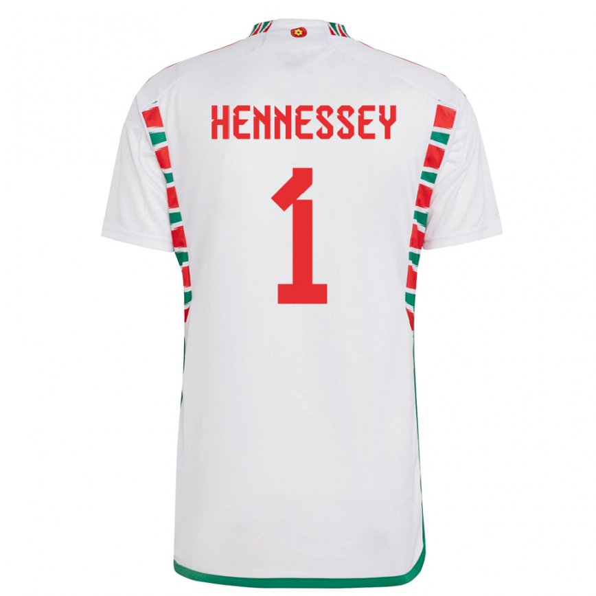 Barn Wales Wayne Hennessey #1 Hvit Bortetrøye Drakt Trøye 22-24 Skjorter