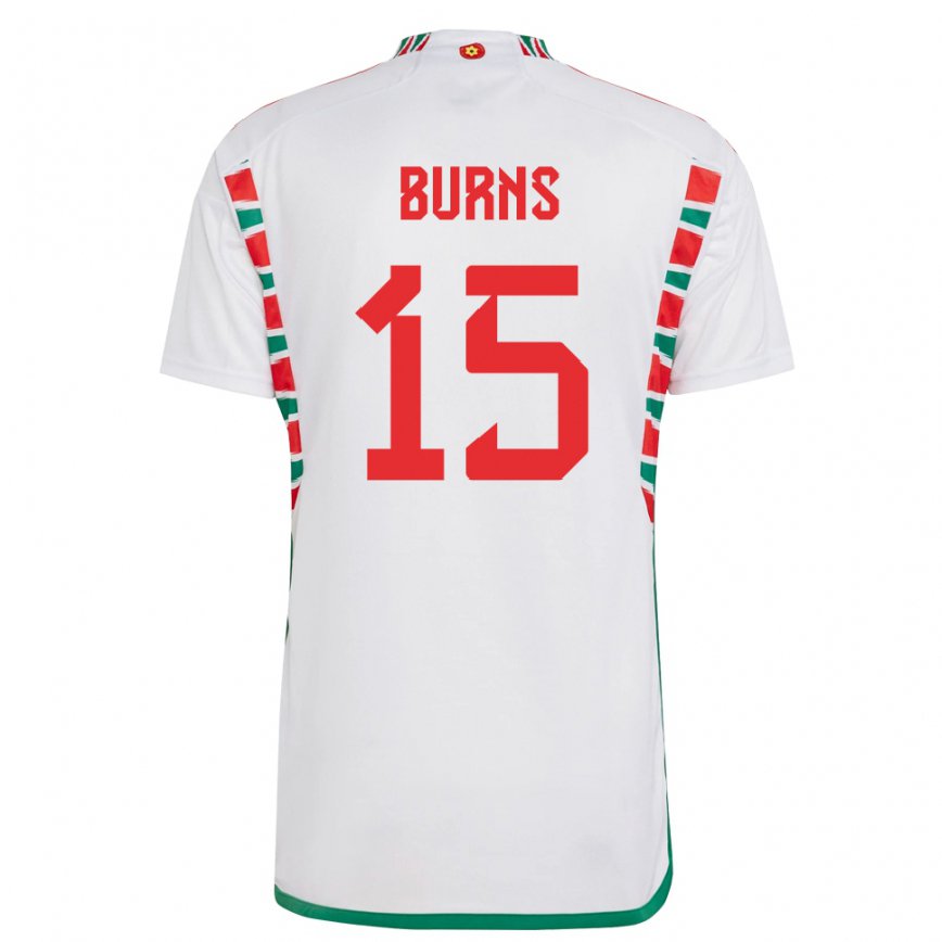 Barn Wales Wes Burns #15 Hvit Bortetrøye Drakt Trøye 22-24 Skjorter