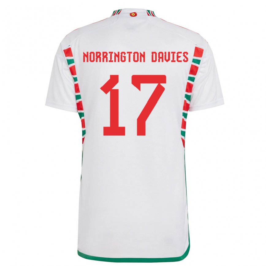 Barn Wales Rhys Norrington Davies #17 Hvit Bortetrøye Drakt Trøye 22-24 Skjorter