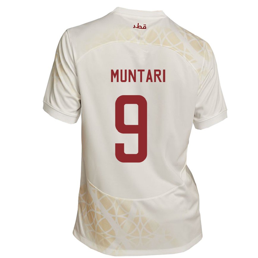 Barn Qatars Mohammed Muntari #9 Gull Beige Bortetrøye Drakt Trøye 22-24 Skjorter