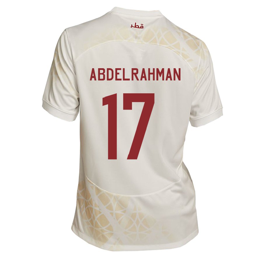 Barn Qatars Abdelrahman Fahmi Moustafa #17 Gull Beige Bortetrøye Drakt Trøye 22-24 Skjorter