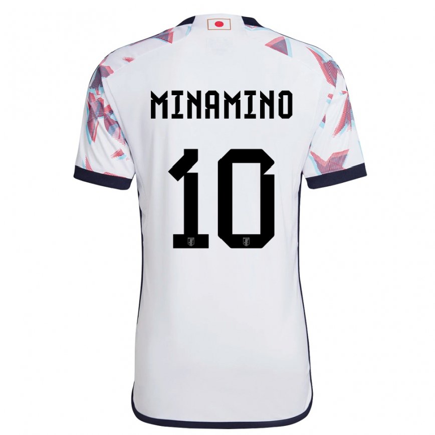 Mann Japans Takumi Minamino #10 Hvit Bortetrøye Drakt Trøye 22-24 Skjorter