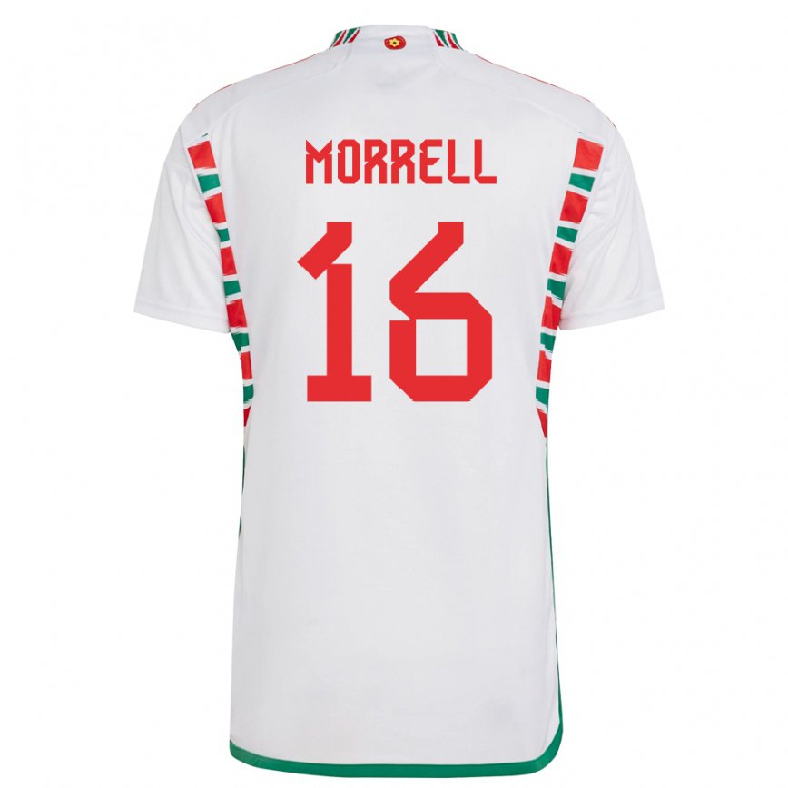 Mann Wales Joe Morrell #16 Hvit Bortetrøye Drakt Trøye 22-24 Skjorter