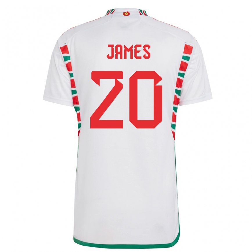 Mann Wales Daniel James #20 Hvit Bortetrøye Drakt Trøye 22-24 Skjorter