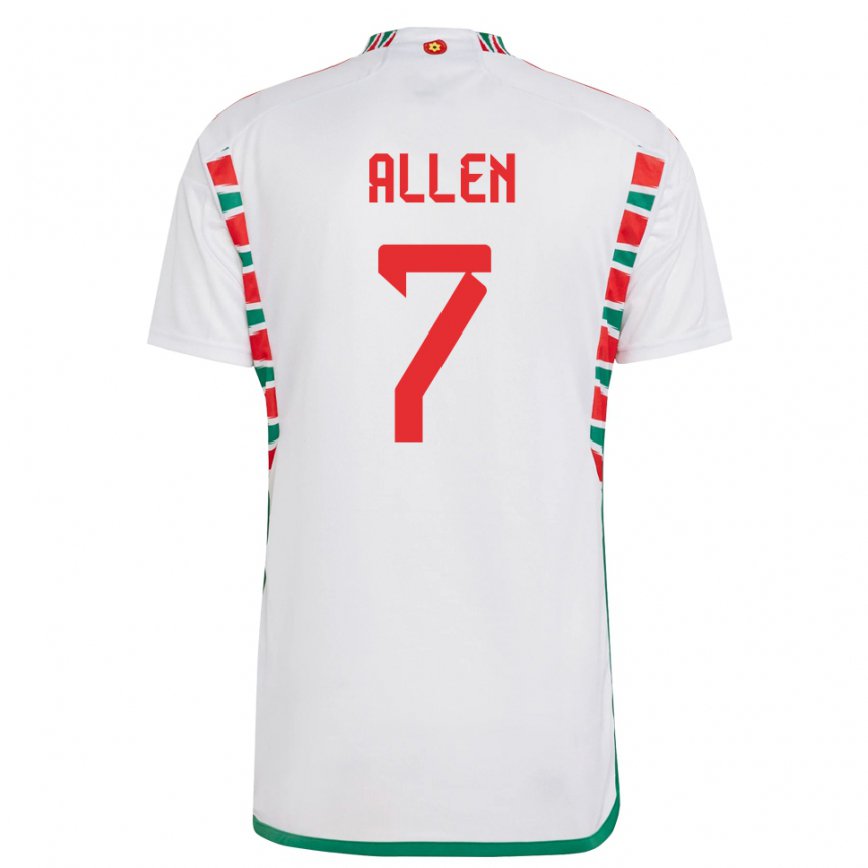 Dame Wales Joe Allen #7 Hvit Bortetrøye Drakt Trøye 22-24 Skjorter