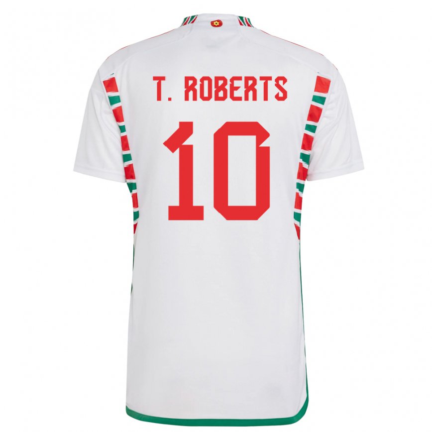 Dame Wales Tyler Roberts #10 Hvit Bortetrøye Drakt Trøye 22-24 Skjorter