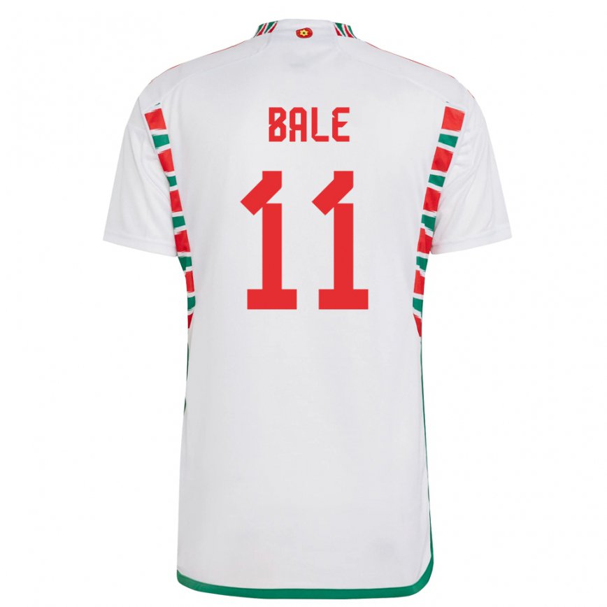 Dame Wales Gareth Bale #11 Hvit Bortetrøye Drakt Trøye 22-24 Skjorter