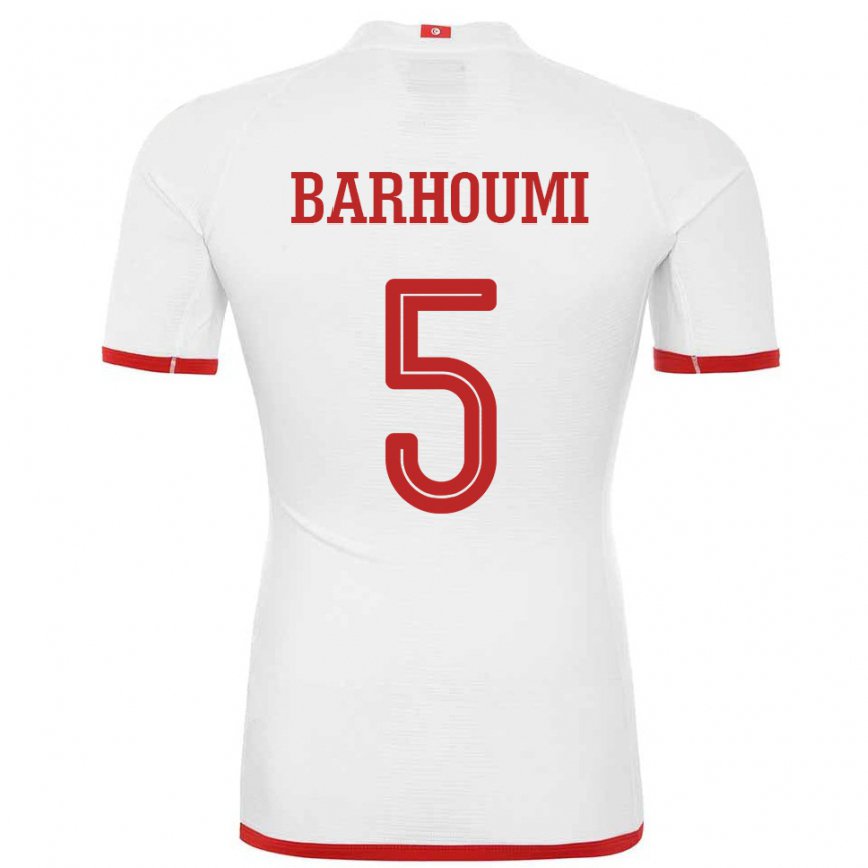 Barn Tunisias Jasmina Barhoumi #5 Hvit Bortetrøye Drakt Trøye 22-24 Skjorter