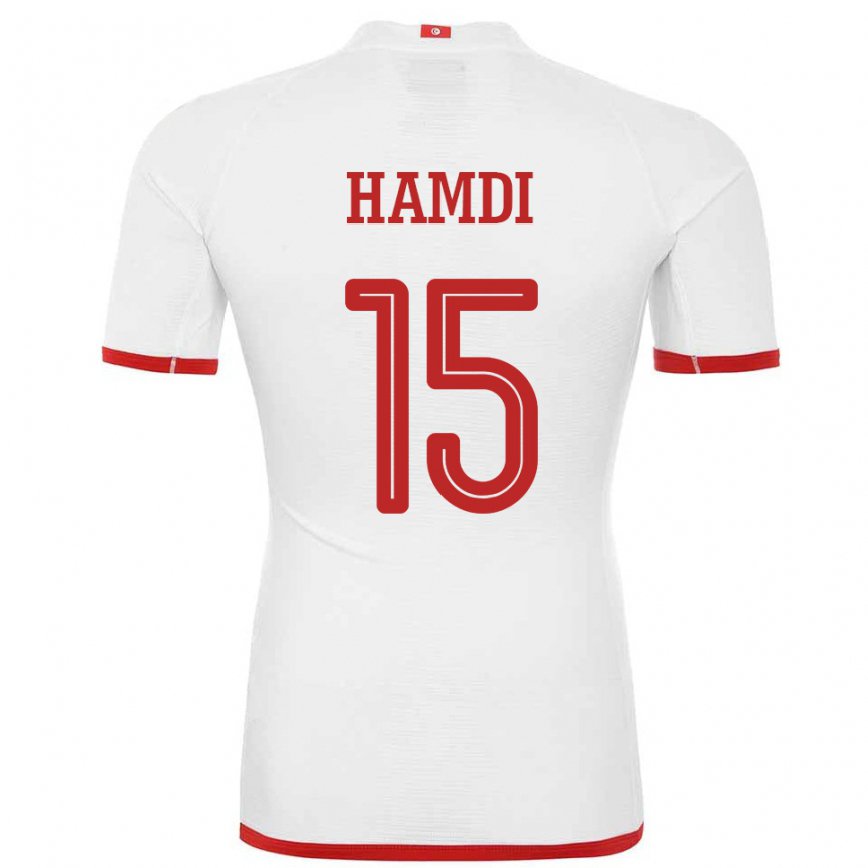 Barn Tunisias Hanna Hamdi #15 Hvit Bortetrøye Drakt Trøye 22-24 Skjorter