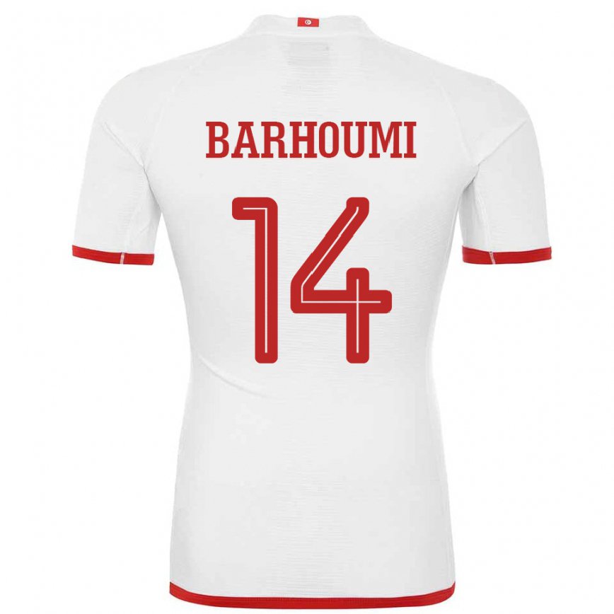 Barn Tunisias Salah Barhoumi #14 Hvit Bortetrøye Drakt Trøye 22-24 Skjorter