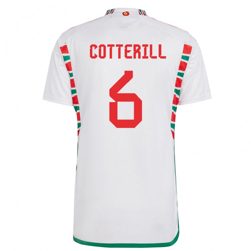 Barn Wales Joel Cotterill #6 Hvit Bortetrøye Drakt Trøye 22-24 Skjorter