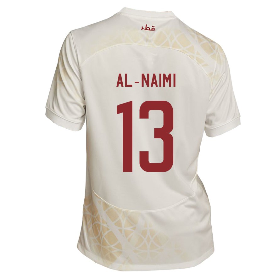 Mann Qatars Zahra Al Naimi #13 Gull Beige Bortetrøye Drakt Trøye 22-24 Skjorter