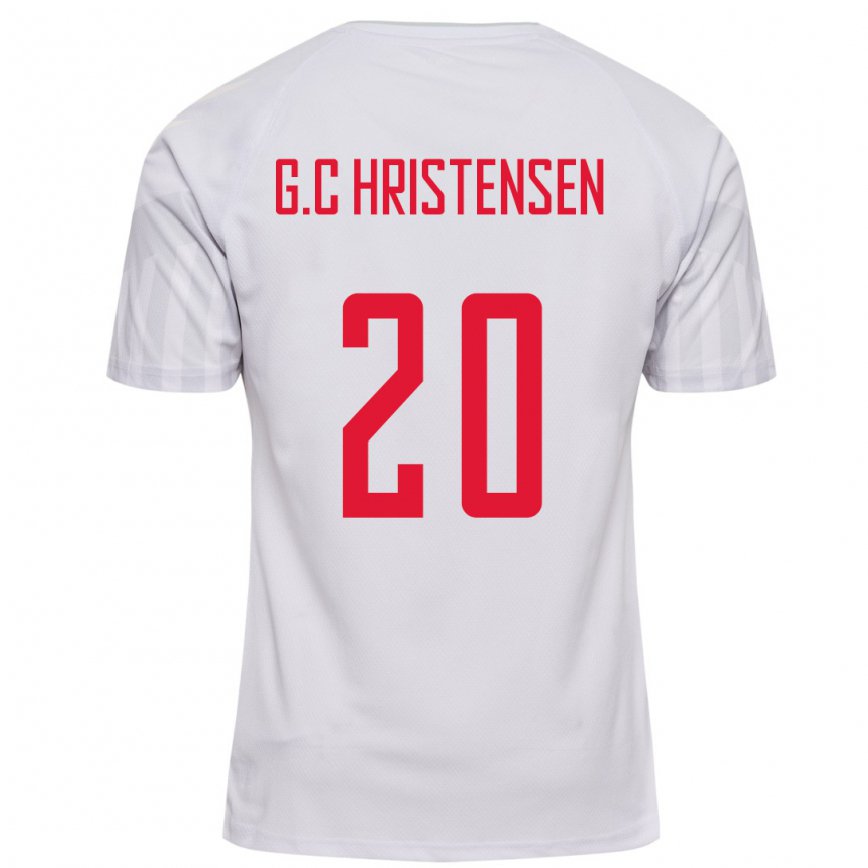 Mann Danmarks Gustav Christensen #20 Hvit Bortetrøye Drakt Trøye 22-24 Skjorter