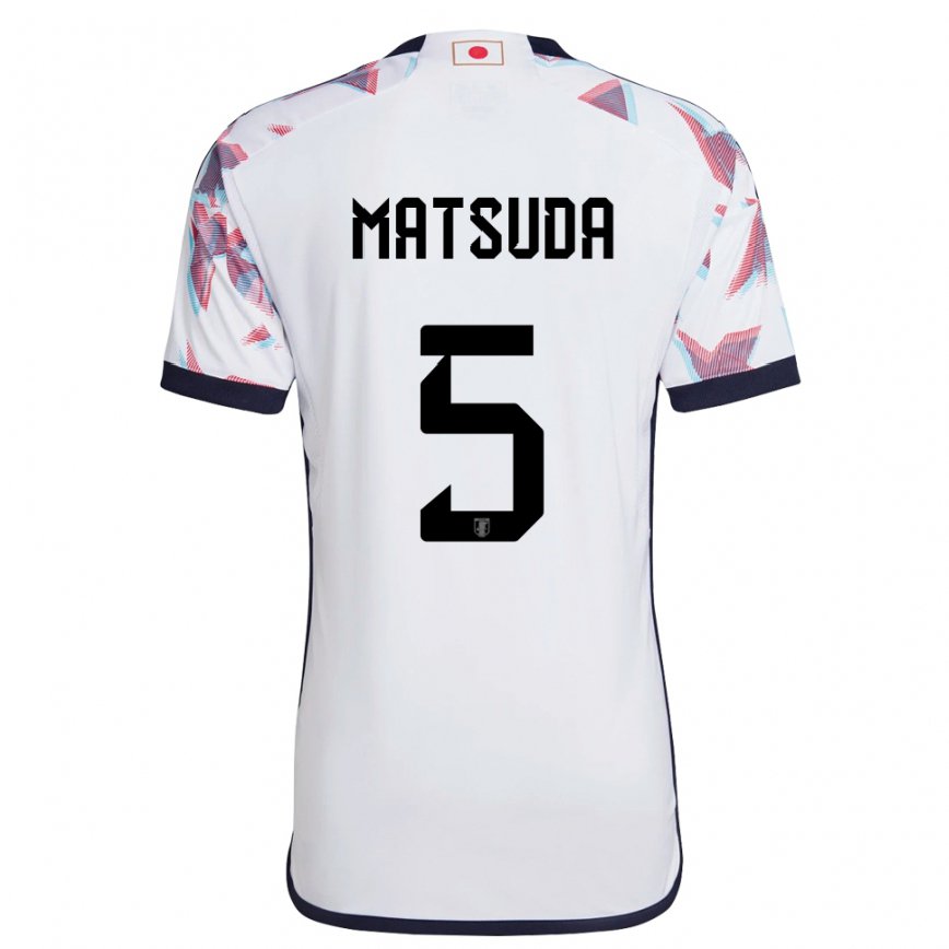 Mann Japans Hayate Matsuda #5 Hvit Bortetrøye Drakt Trøye 22-24 Skjorter