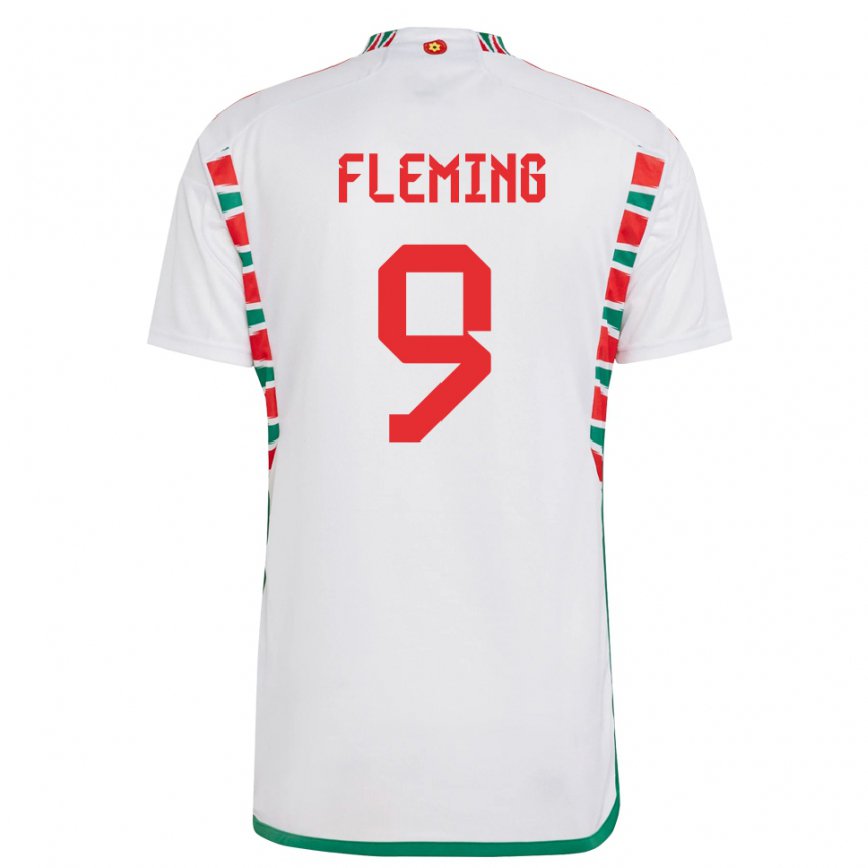 Dame Wales Cole Fleming #9 Hvit Bortetrøye Drakt Trøye 22-24 Skjorter