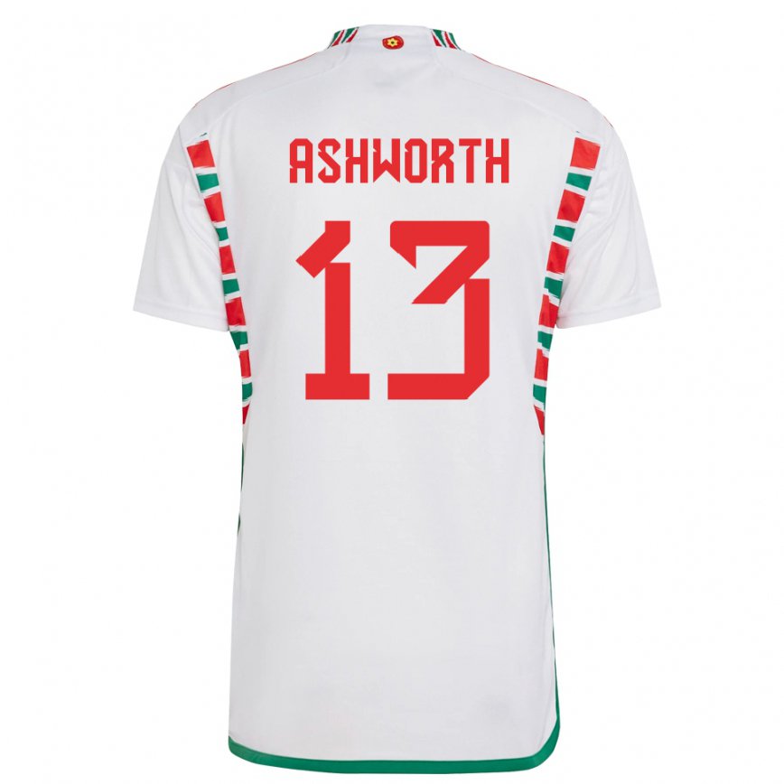 Dame Wales Fin Ashworth #13 Hvit Bortetrøye Drakt Trøye 22-24 Skjorter