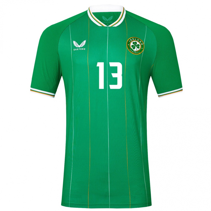 Barn Fotball Irland Áine O'gorman #13 Grønn Hjemmetrøye Drakt Trøye 24-26 Skjorter