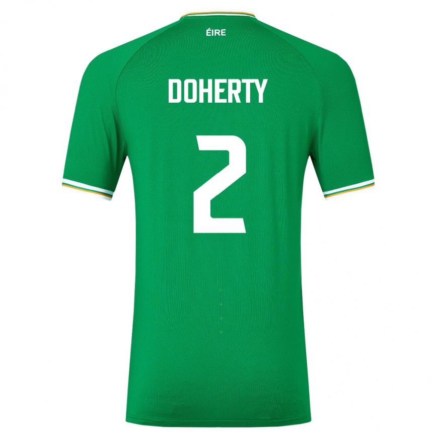 Barn Fotball Irland Matt Doherty #2 Grønn Hjemmetrøye Drakt Trøye 24-26 Skjorter