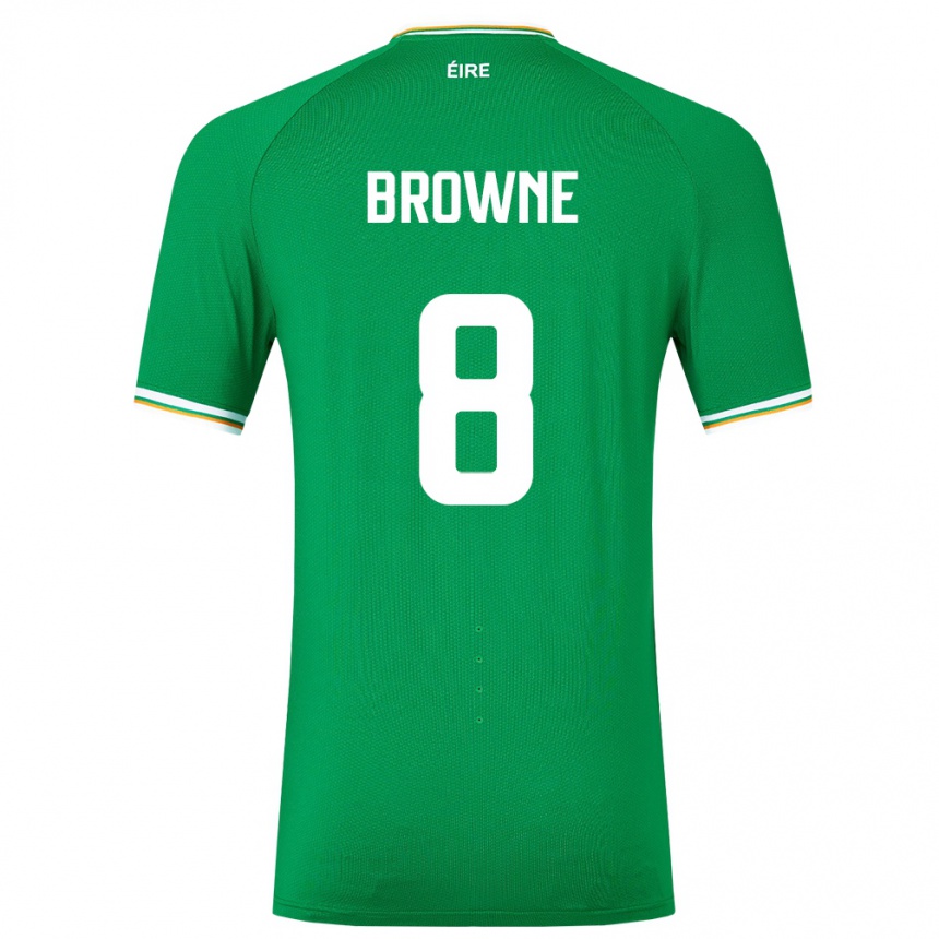 Barn Fotball Irland Alan Browne #8 Grønn Hjemmetrøye Drakt Trøye 24-26 Skjorter