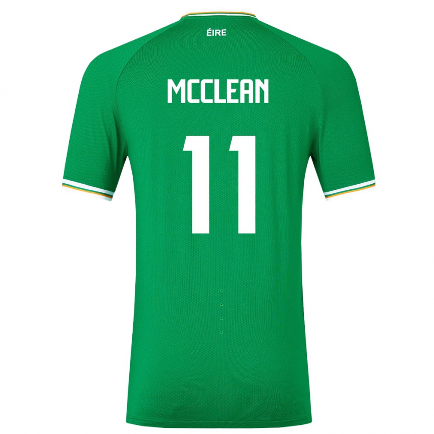 Barn Fotball Irland James Mcclean #11 Grønn Hjemmetrøye Drakt Trøye 24-26 Skjorter