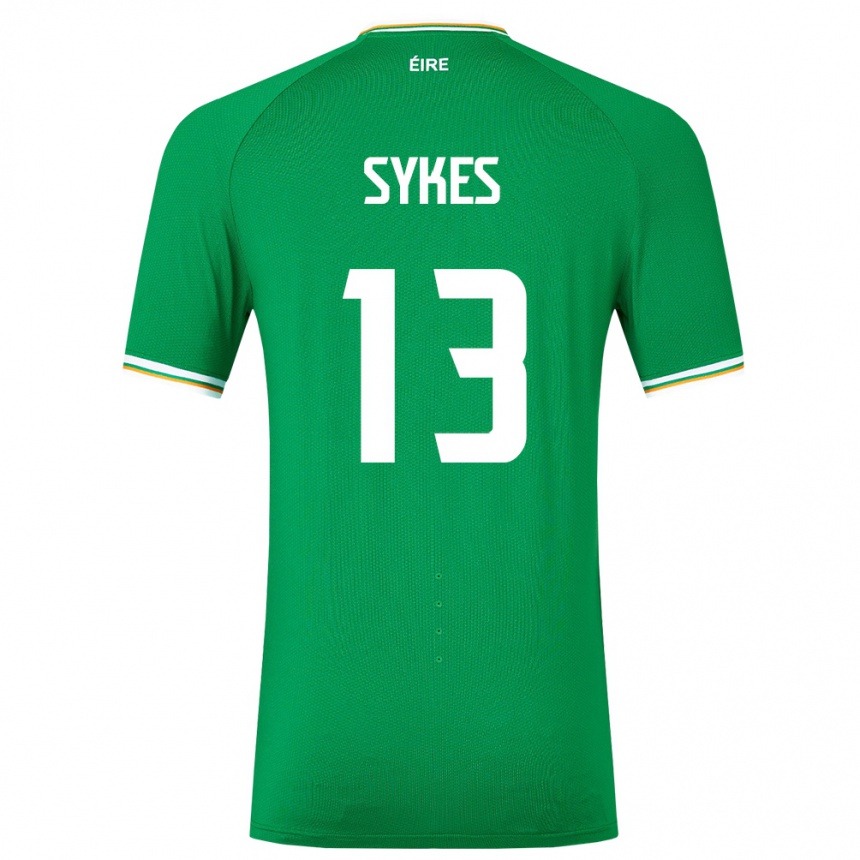 Barn Fotball Irland Mark Sykes #13 Grønn Hjemmetrøye Drakt Trøye 24-26 Skjorter