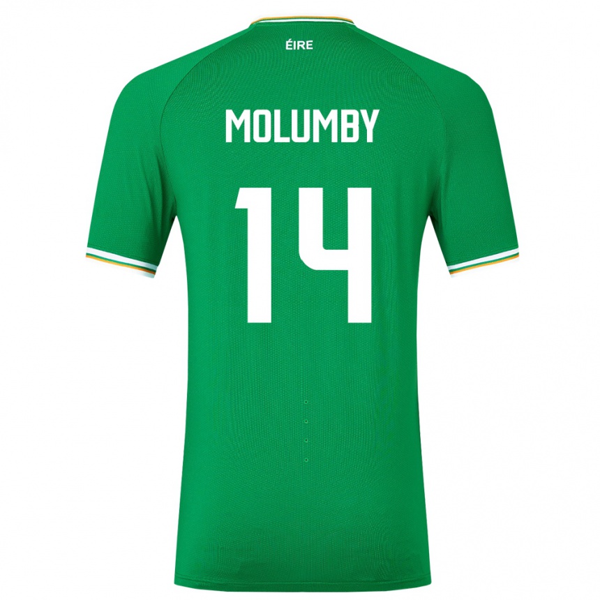 Barn Fotball Irland Jayson Molumby #14 Grønn Hjemmetrøye Drakt Trøye 24-26 Skjorter