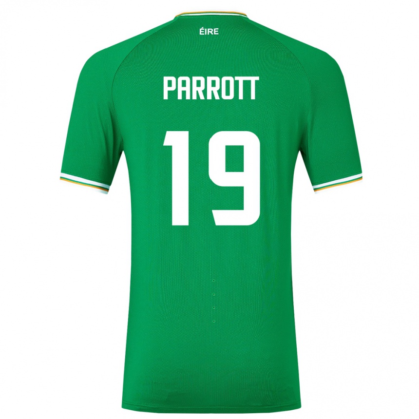 Barn Fotball Irland Troy Parrott #19 Grønn Hjemmetrøye Drakt Trøye 24-26 Skjorter