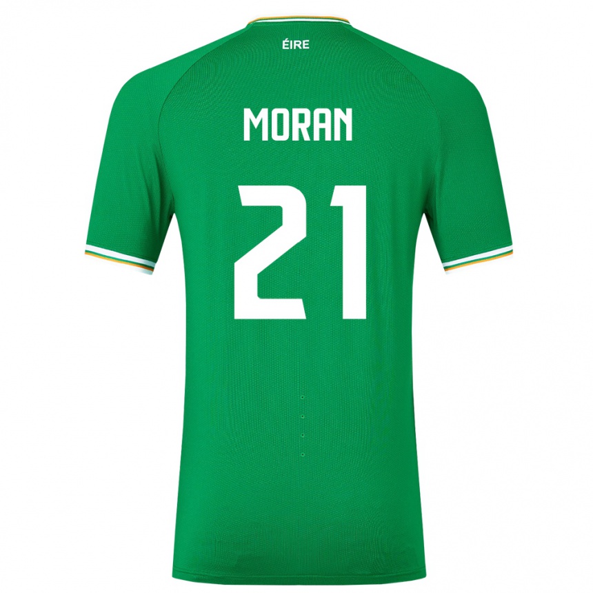 Barn Fotball Irland Andy Moran #21 Grønn Hjemmetrøye Drakt Trøye 24-26 Skjorter