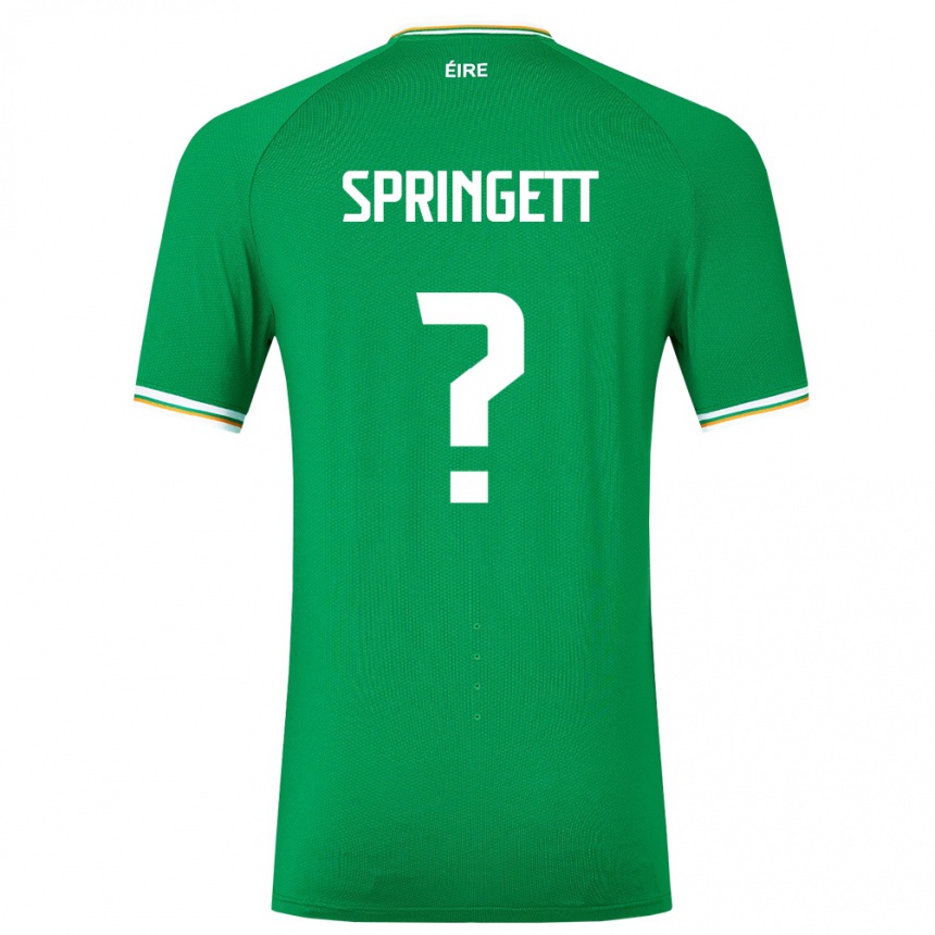 Barn Fotball Irland Tony Springett #0 Grønn Hjemmetrøye Drakt Trøye 24-26 Skjorter