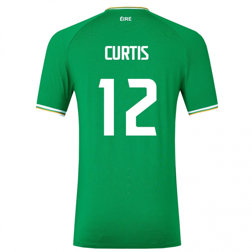 Barn Fotball Irland Sam Curtis #12 Grønn Hjemmetrøye Drakt Trøye 24-26 Skjorter