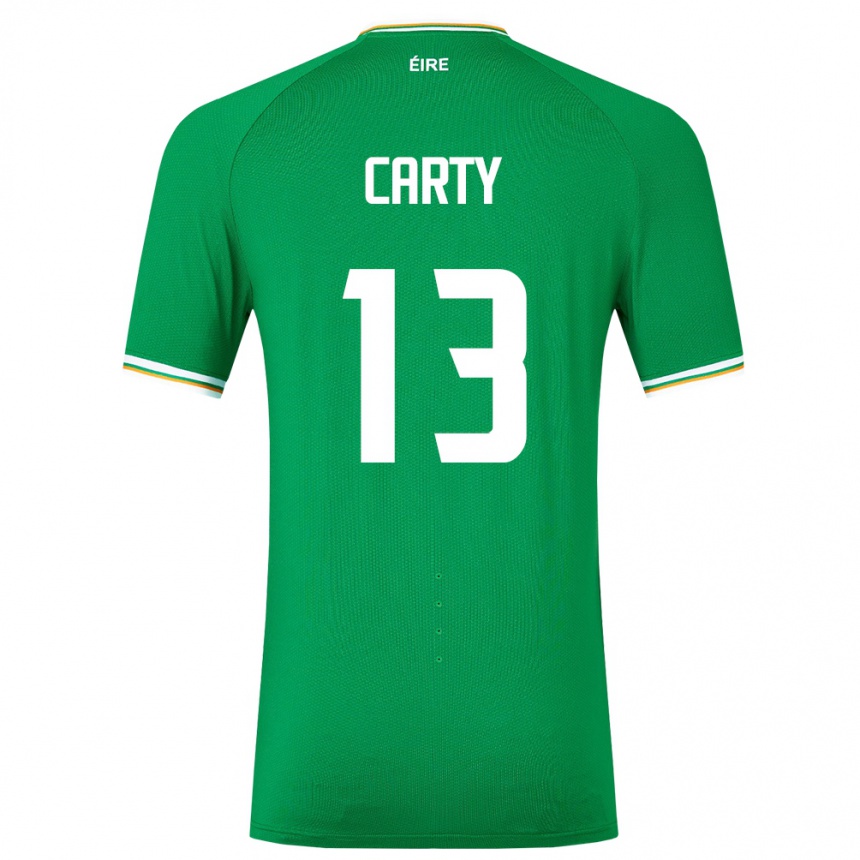 Barn Fotball Irland Conor Carty #13 Grønn Hjemmetrøye Drakt Trøye 24-26 Skjorter