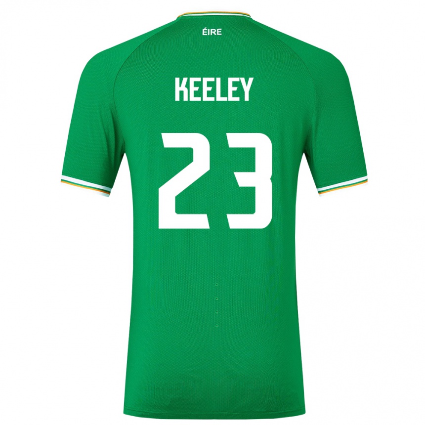 Barn Fotball Irland Josh Keeley #23 Grønn Hjemmetrøye Drakt Trøye 24-26 Skjorter