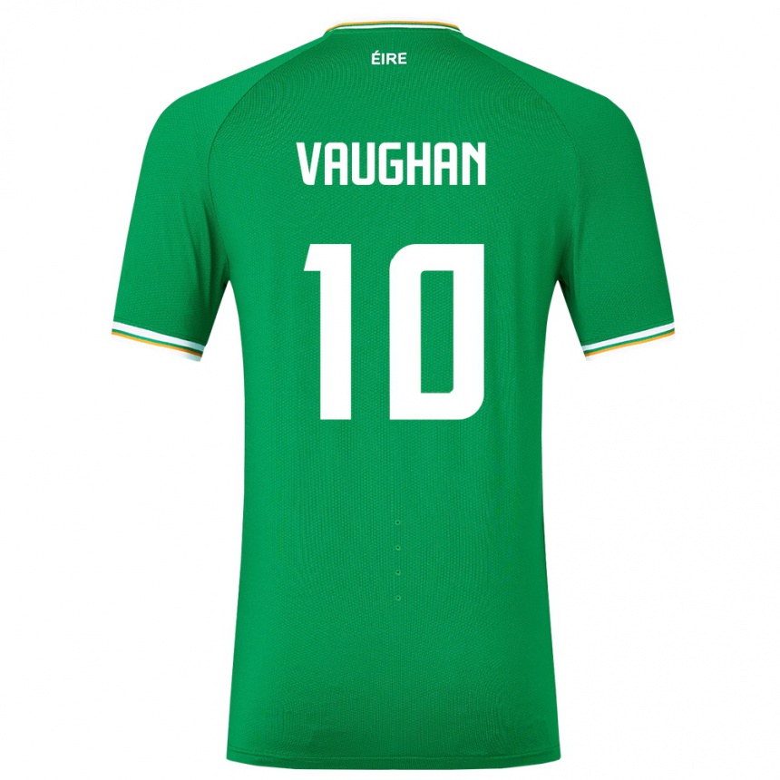 Barn Fotball Irland Harry Vaughan #10 Grønn Hjemmetrøye Drakt Trøye 24-26 Skjorter