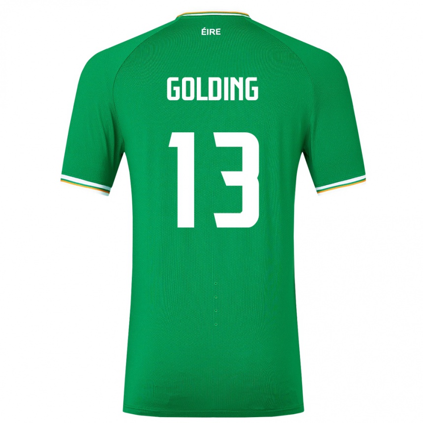 Barn Fotball Irland James Golding #13 Grønn Hjemmetrøye Drakt Trøye 24-26 Skjorter