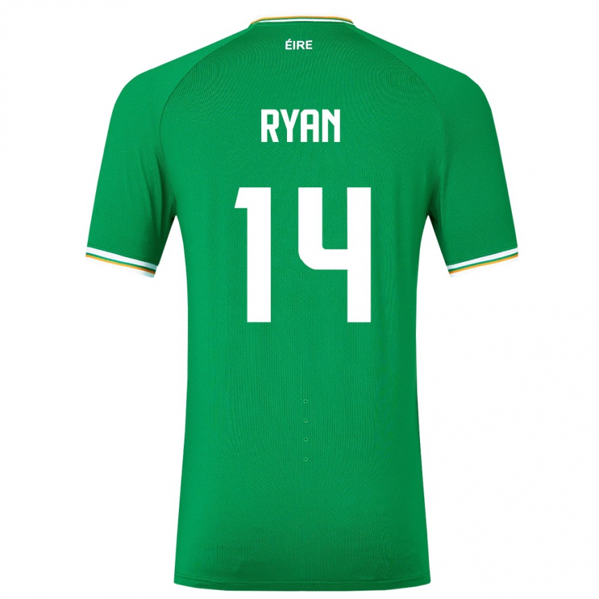 Barn Fotball Irland John Ryan #14 Grønn Hjemmetrøye Drakt Trøye 24-26 Skjorter