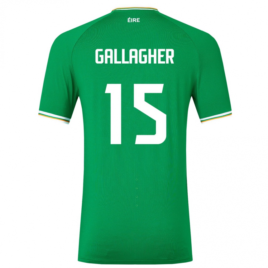 Barn Fotball Irland Oisín Gallagher #15 Grønn Hjemmetrøye Drakt Trøye 24-26 Skjorter