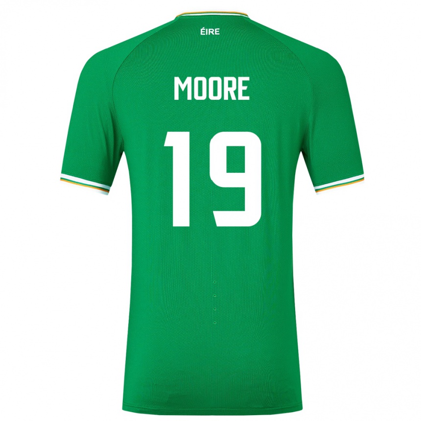 Barn Fotball Irland Sean Moore #19 Grønn Hjemmetrøye Drakt Trøye 24-26 Skjorter