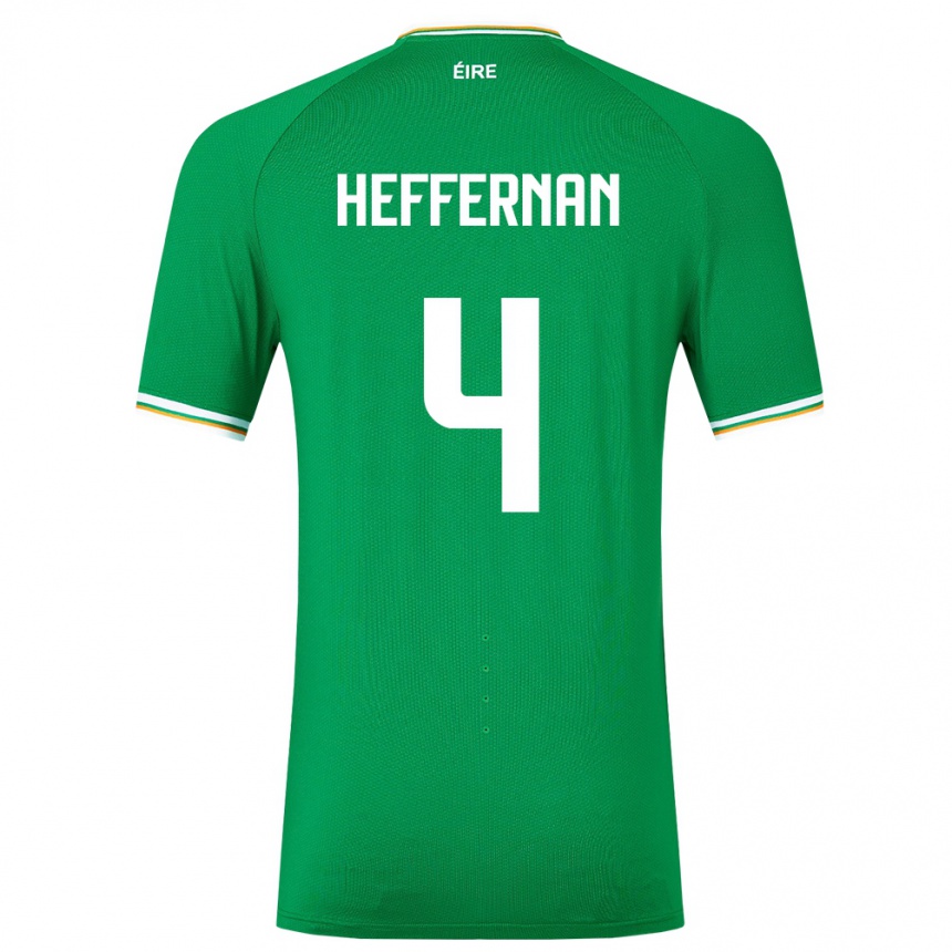 Barn Fotball Irland Cathal Heffernan #4 Grønn Hjemmetrøye Drakt Trøye 24-26 Skjorter