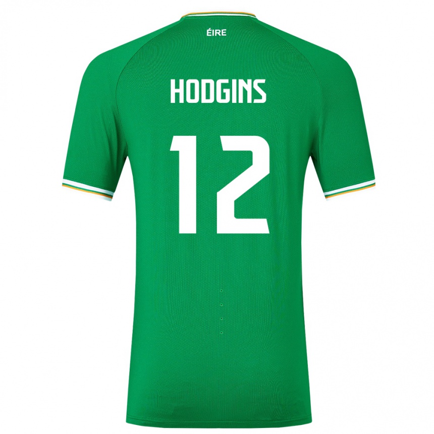 Barn Fotball Irland Gavin Hodgins #12 Grønn Hjemmetrøye Drakt Trøye 24-26 Skjorter