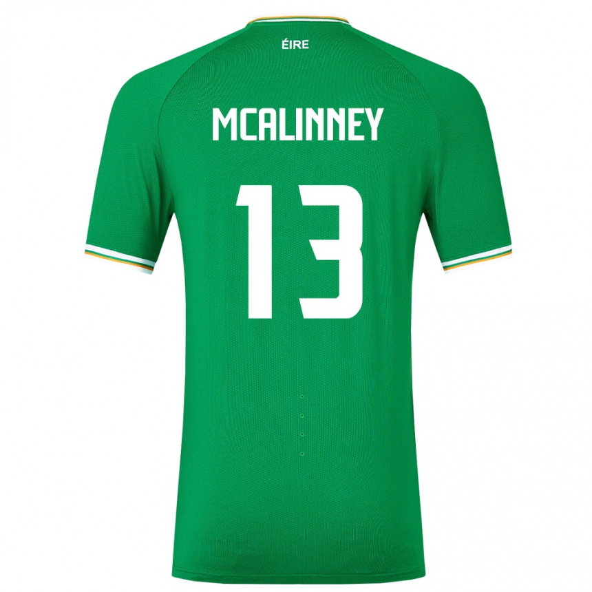 Barn Fotball Irland Liam Mcalinney #13 Grønn Hjemmetrøye Drakt Trøye 24-26 Skjorter