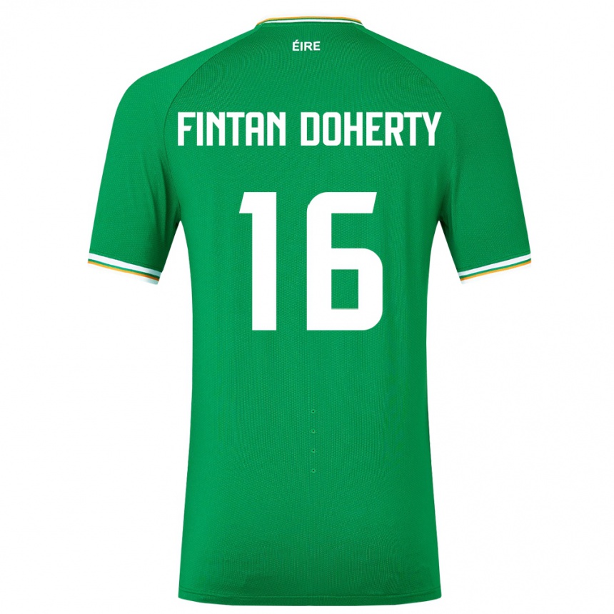 Barn Fotball Irland Fintan Doherty #16 Grønn Hjemmetrøye Drakt Trøye 24-26 Skjorter