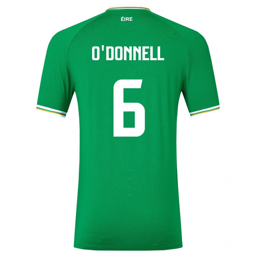 Barn Fotball Irland Luke O'donnell #6 Grønn Hjemmetrøye Drakt Trøye 24-26 Skjorter