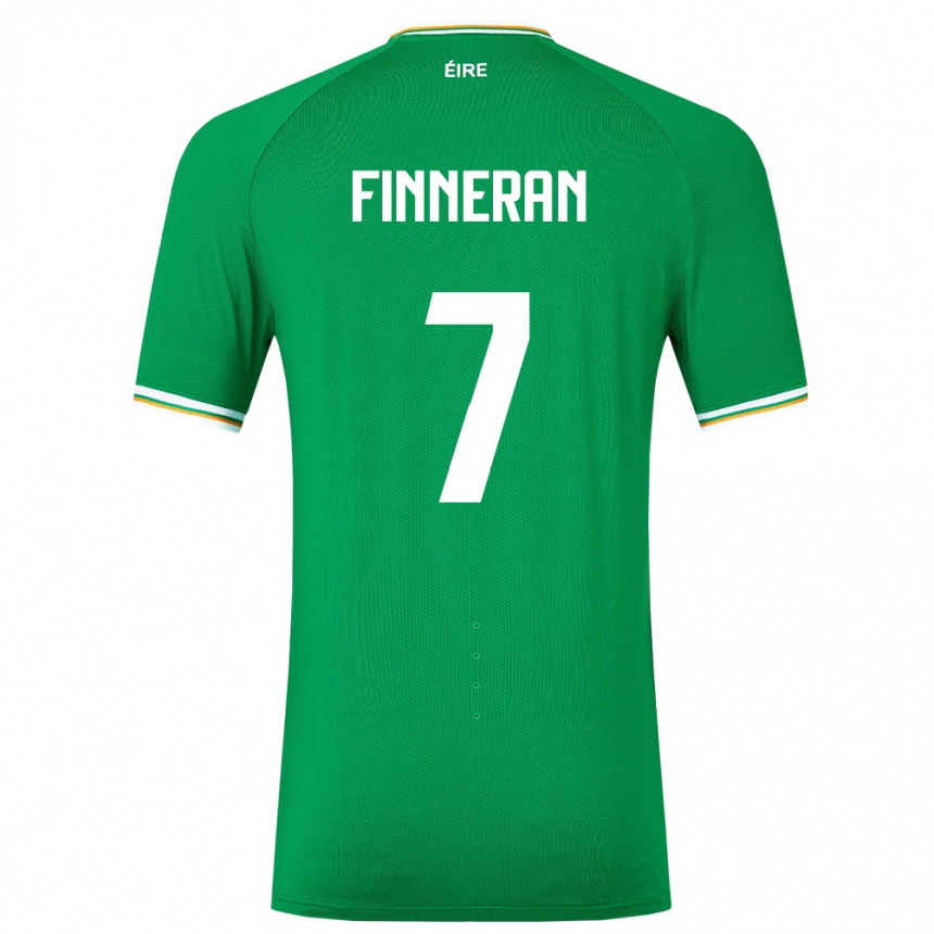 Barn Fotball Irland Rory Finneran #7 Grønn Hjemmetrøye Drakt Trøye 24-26 Skjorter