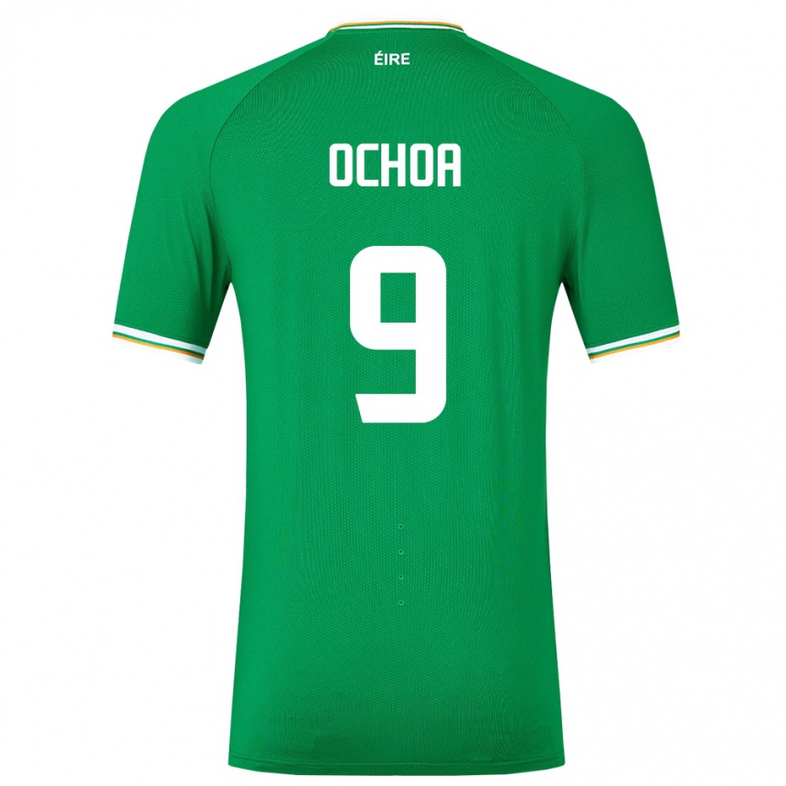 Barn Fotball Irland Aarón Ochoa #9 Grønn Hjemmetrøye Drakt Trøye 24-26 Skjorter