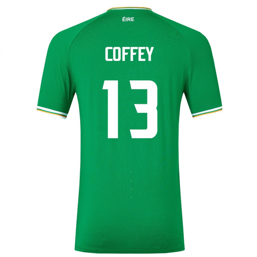 Barn Fotball Irland Fiachra Coffey #13 Grønn Hjemmetrøye Drakt Trøye 24-26 Skjorter