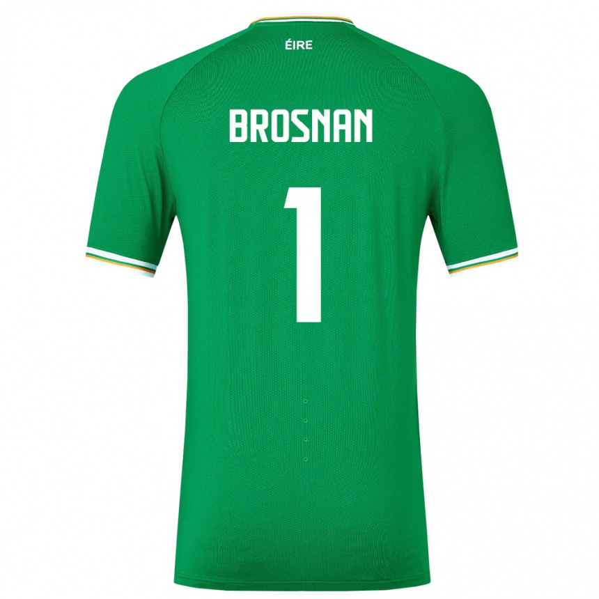 Barn Fotball Irland Courtney Brosnan #1 Grønn Hjemmetrøye Drakt Trøye 24-26 Skjorter