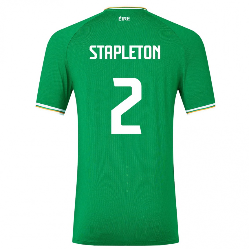 Barn Fotball Irland Jessie Stapleton #2 Grønn Hjemmetrøye Drakt Trøye 24-26 Skjorter