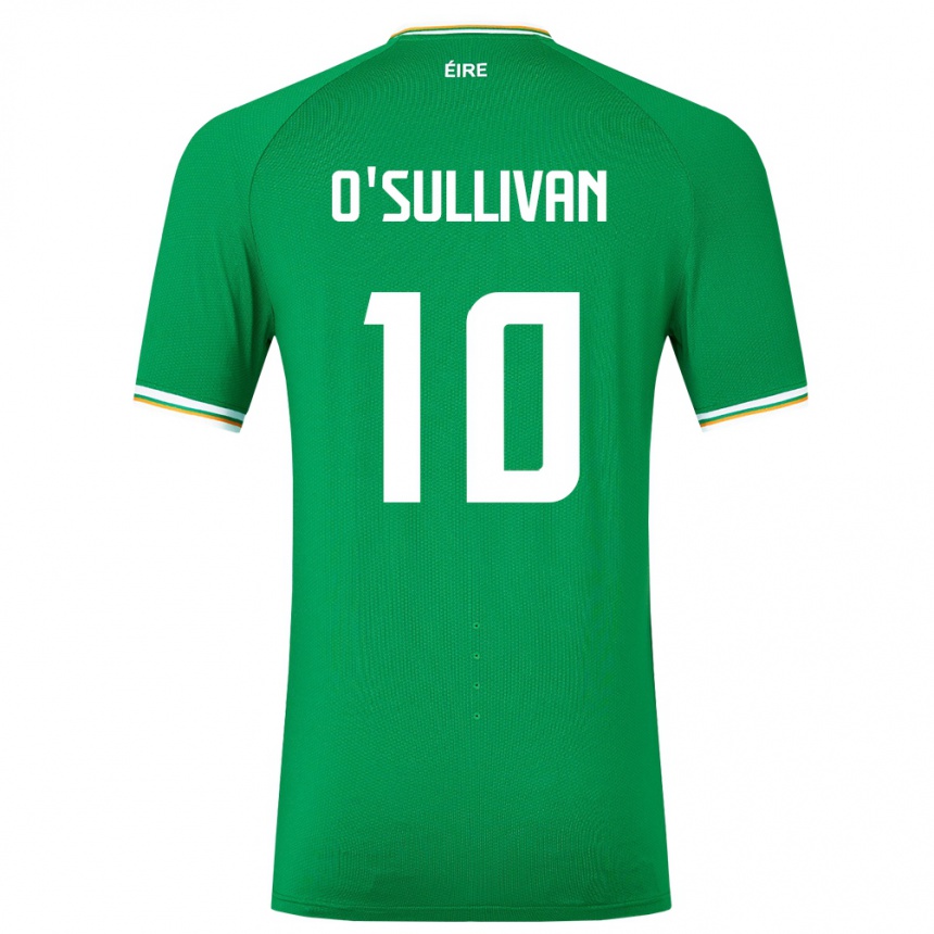 Barn Fotball Irland Denise O'sullivan #10 Grønn Hjemmetrøye Drakt Trøye 24-26 Skjorter